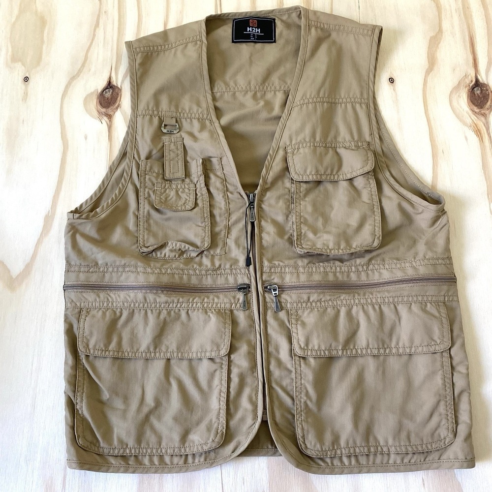 H2H Mens Outdoor Vests Work Safari Fishing Travel Utility Vest Size L Large